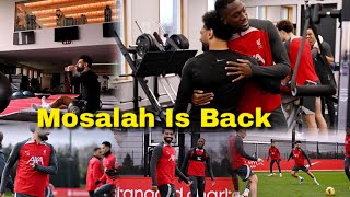 Yes 🔥 Mosalah is Back with Liverpool teammates at AXA Training session today Welcome back Mosalah [upl. by Aniryt]