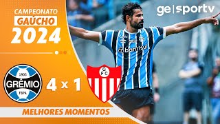 GRÊMIO 4 X 1 GUARANY DE BAGÉ  MELHORES MOMENTOS  CAMPEONATO GAÚCHO 2024  geglobo [upl. by Tolman789]