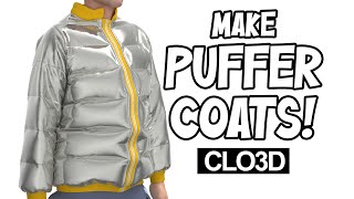 How to make a puffer Jacket in Clo3D  Beginner [upl. by Leibman]