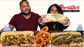 Portillos Mukbang Italian beef and sausage combo Italian beef and cheese croissant [upl. by Sale]