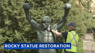 Rocky statue undergoing several days of restoration [upl. by Ronoh]