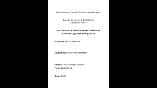 Entrevista del temaRecolección de Basura Análisis Semanal de Residuos Orgánicos e Inorgánicos [upl. by Chlori]