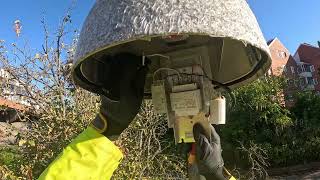 Repairs street lighting on the pedestrian path [upl. by Hendrik]