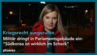 Südkorea OstasienKorrespondentin Schmidt zur aktuellen Lage verhängtem Kriegsrecht amp Protesten [upl. by Lita]