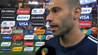 Mascherano El dolor es inmenso queríamos llevar la Copa Mundial Brasil 2014 [upl. by Ellemrac741]