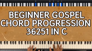 Easy 36251 in C Chord Progression  Gospel Piano Tutorial [upl. by Marlen]