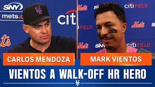 Mark Vientos and Carlos Mendoza talk Vientos atbat leading to walkoff HR in Mets win  SNY [upl. by Turino]