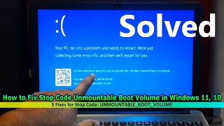 How to Fix Stop Code Unmountable Boot Volume in Windows 11 10 [upl. by Bay]