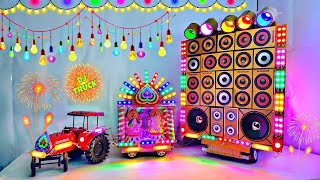 DIY Mini Dj Navratri Durga Pooja Gauri Ganesh Big Dj Truck Light Decoration gadi wala Chhota dj [upl. by Aicemaj915]