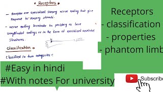 Receptors classification of receptors properties of receptors phantom limb law [upl. by Reo]