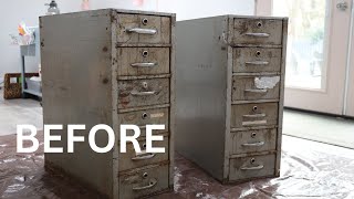 BEFORE amp AFTER Pretty Metal Cabinet Makeover  Thrift Diving [upl. by Maillw711]