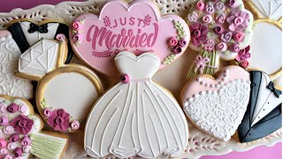 Wedding Cookie Tutorial  FIVE Designs [upl. by Lombardy867]