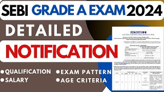 quotSEBI Grade A Exam Notification 2024 Explained Exam Pattern Eligibility Salary and More [upl. by Sallee124]