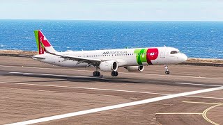 11 WINDY LANDINGS on Runway 23 at Madeira Airport [upl. by Valsimot]