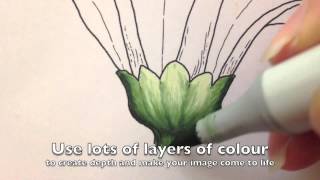 Copic Colouring on a Stamped Image Part 3 The stem [upl. by Akiv]