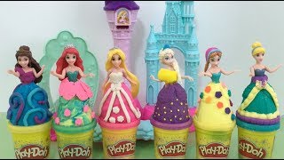 Magiclip Princess Dolls Play Doh Dresses  Elsa and Anna go Shopping amp Cinema [upl. by Digdirb]