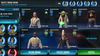 SWGOH Galaxy of Heroes QuiGon Jinn squad ideas mod suggestions and kit overview [upl. by Draillih]