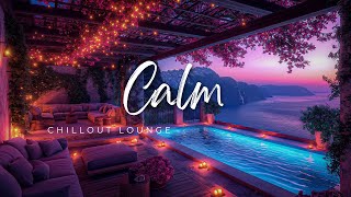 4K Calming Music  Relaxing Background Music  Santorini Greece Lounge [upl. by Idnahs]