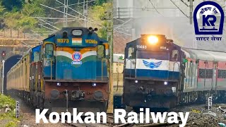 KONKAN RAILWAY  SPEEDING ALCOS Actions Tejas Sindhudurg Kochuveli Diva Express Through Nivasar [upl. by Ahsiekram]