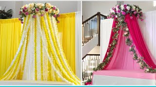 DIY Mehndi amp Haldi Decor DiyHula Hoop Floral Traditional Backdrop DIYDesi wedding Decor [upl. by Bryanty]