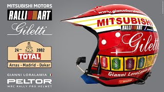 Gianni Lora Lamia Peltor WRC Jet Helmet Giletti Mitsubishi Ralliart Dakar 2002 [upl. by Ydor]