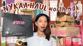 Huge NYKAA Haul  Buying my dream makeup amp Skincare [upl. by Nyletak]