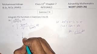 Q16 Ex74 Chapter7 Integrals  Class12th  NCERT 202526  AdnanAlig [upl. by Neztnaj]