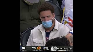 Klay Thompson looking so sad on the Warriors bench 😢  shorts [upl. by Sorcim]