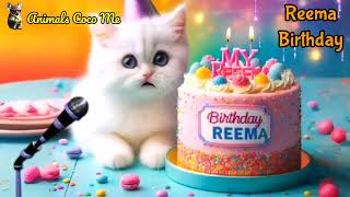 REEMA HAPPY BIRTHDAY SONG WITH NAMES  Adorable Cute Cat 😺 [upl. by Ingeberg]