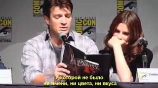 Nathan Fillion and Stana Katic reads a page of a Rick Castle Book RUS subtitles [upl. by Naihtsirc]