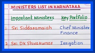 Karnataka Ministers List 2024  Karnataka Ministers List 2024 in English [upl. by Spada]