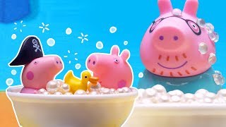 Peppa Pig Stop Motion Peppa Pigs Bathtime in Her Wooden House  Family Kids Cartoon [upl. by Arrais]