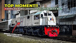 TOP MARKOTOP  Momen Lokomotif CC 201 92 06 dengan LIVERY Barunya Melintasi Padatnya Kota Medan [upl. by Greenland651]