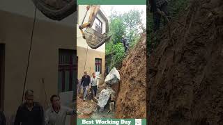 Best working day 2206 An excavator pulls a stone down on steel cables [upl. by Aivekahs86]