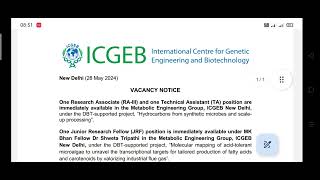 International Centre for Genetic Engineering and Biotechnology jobs vacancy 2024 [upl. by Anyer]