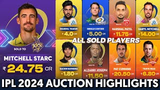 IPL 2024 AUCTION ALL SOLD PLAYERS LIST  IPL 2024 AUCTION HIGHLIGHTS [upl. by Ydnyl]