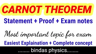 carnot theorem bsc 2nd year  carnot theorem thermodynamics  carnot theorem  bindas physics [upl. by Eselahc509]