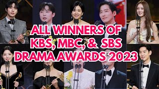 FULL LIST ‼️ THE WINNERS OF KBS MBC AND SBS DRAMA AWARDS 2023 [upl. by Aelsel]