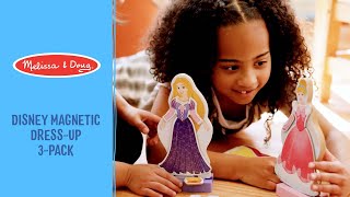 Melissa amp Doug Disney Magnetic DressUp Wooden Dolls Pretend Play 3Pack [upl. by Acinom]