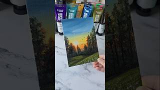 Easy way to paint a sunset scenery  acrylic painting ideas [upl. by Knick]