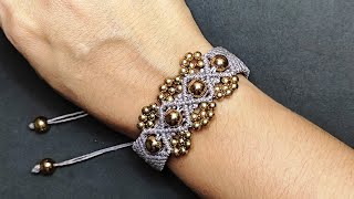 Pulseira Macrame Boho com Miçangas Bracelet Macrame Tutorial ✨ [upl. by Atnom]