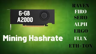 RTX A2000 Mining Hashrate  EthRavenFiroSeroAlpErgoFluxEthTon [upl. by Nohs]