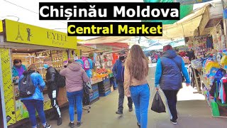 Chisinau Moldova Central Market 4K Walking tour [upl. by Esdnil]