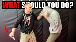 Knife Defense What to Do When an Attacker Grabs Your Hoodie [upl. by Notsle]