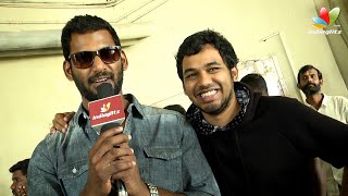 Vishal and Hiphop Adhi teasing each other at Aambala FDFS  Interview [upl. by Nomed]