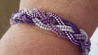 Tutorial 4 Strand Herringbone Braided Bracelet DIY Video 156 [upl. by Ecaj]