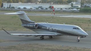 Bombardier Challenger 350  Luxaviation Belgium  OOWEG  Takingoff from Cannes 4K [upl. by Ahsieki958]