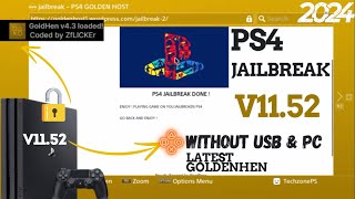 Jailbreak Ps4 v1152 without USB amp PC Latest GoldHen v43 [upl. by Jessa]