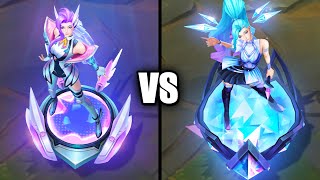 Battle Dove Seraphine vs KDA ALL OUT Seraphine Skins Comparison League of Legends [upl. by Nerret]