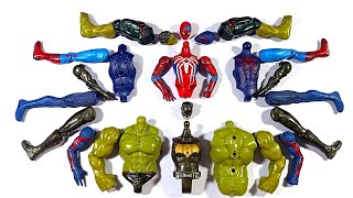 assemble toys spider miles morales vs batman vs blue spiderman vs hulk smash superhero [upl. by Nerua]